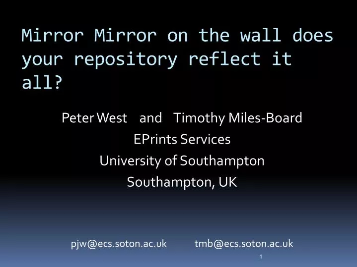 mirror mirror on the wall does your repository reflect it all