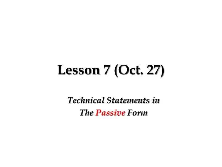 lesson 7 oct 27