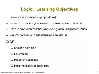 Logic: Learning Objectives