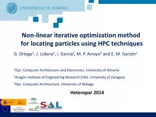 Non-linear iterative optimization method for locating particles using HPC techniques