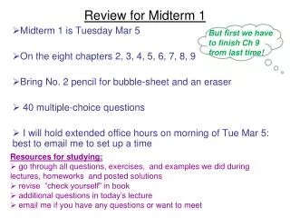 Review for Midterm 1