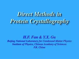 H.F. Fan &amp; Y.X. Gu Beijing National Laboratory for Condensed Matter Physics