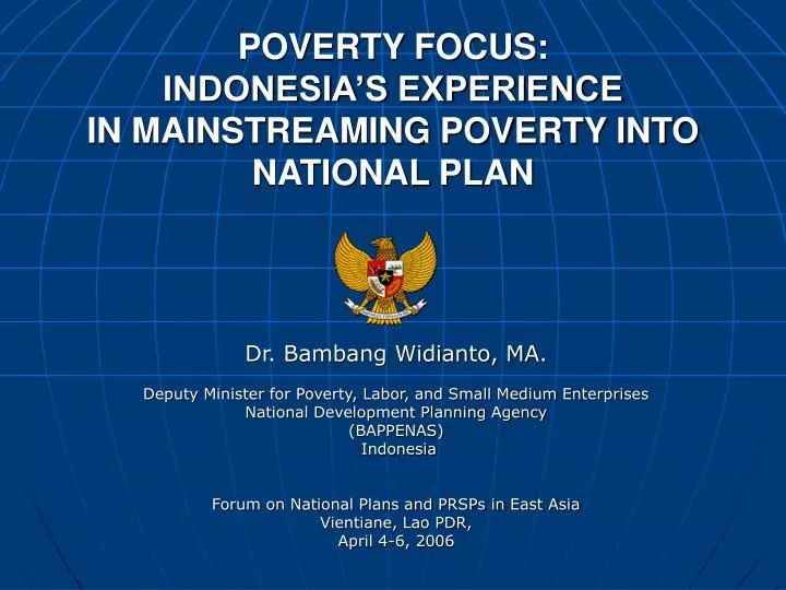 poverty focus indonesia s experience in mainstreaming poverty into national plan