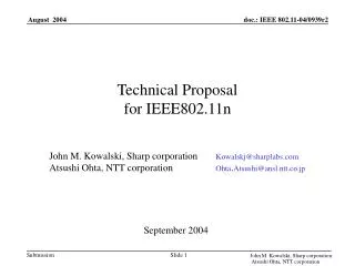 Technical Proposal for IEEE802.11n