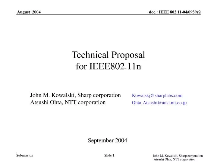 technical proposal for ieee802 11n