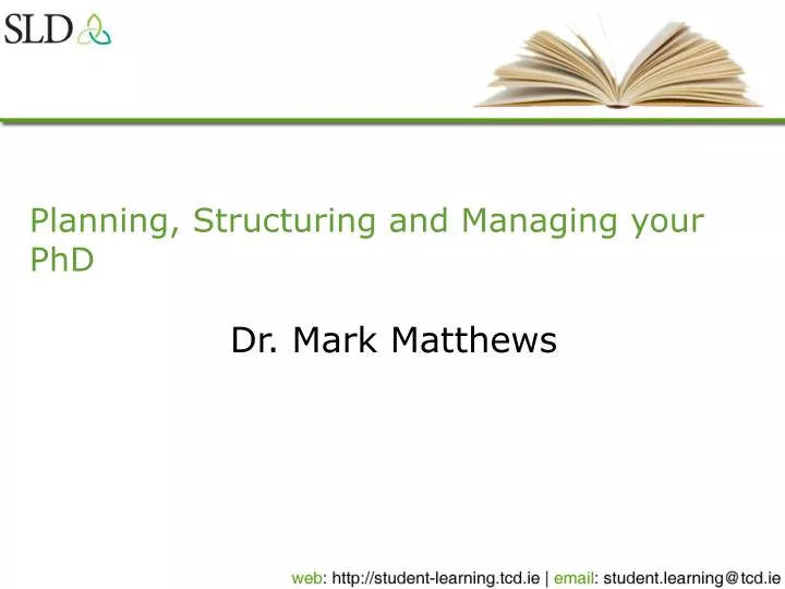planning structuring and managing your phd