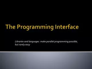 The Programming Interface