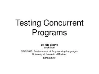 Testing Concurrent Programs