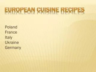 European cuisine recipes
