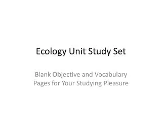 Ecology Unit Study Set