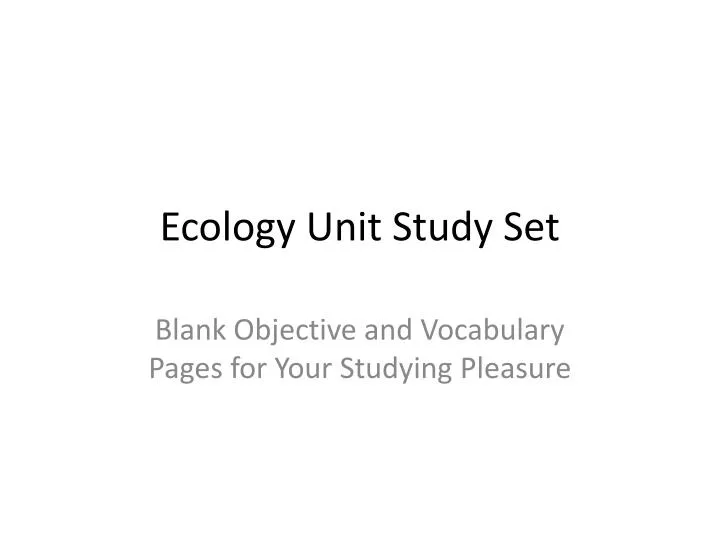 ecology unit study set