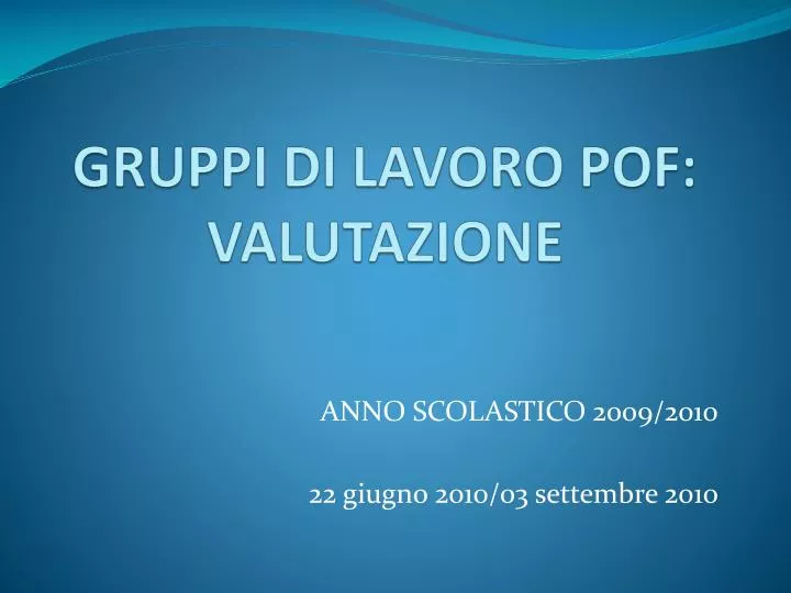 gruppi di lavoro pof valutazione