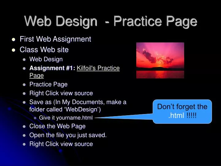 web design practice page