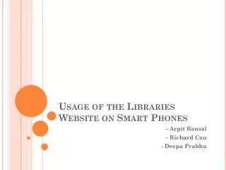 Usage of the Libraries Website on Smart Phones