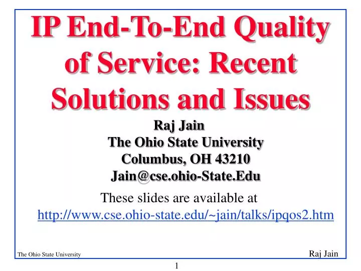 ip end to end quality of service recent solutions and issues