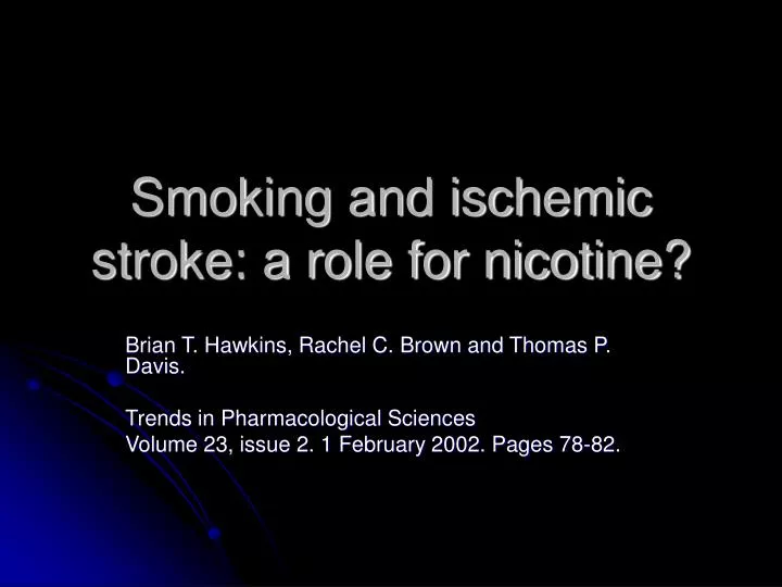 smoking and ischemic stroke a role for nicotine