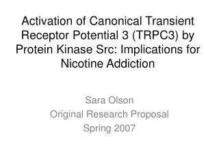 Sara Olson Original Research Proposal Spring 2007