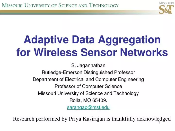 adaptive data aggregation for wireless sensor networks