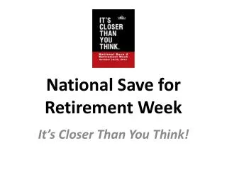 National Save for Retirement Week