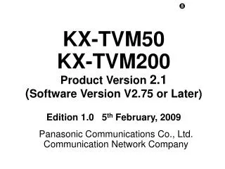 Panasonic Communications Co., Ltd. Communication Network Company