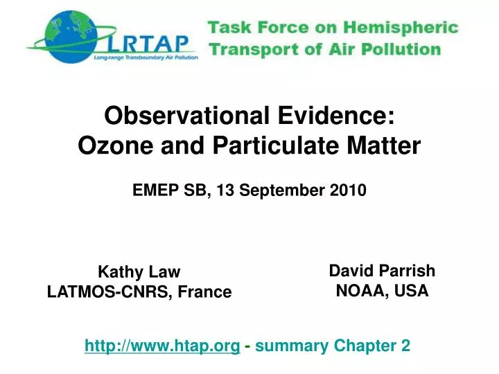 observational evidence ozone and particulate matter emep sb 13 september 2010