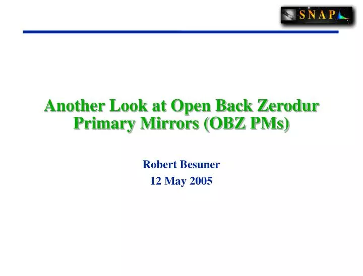 another look at open back zerodur primary mirrors obz pms