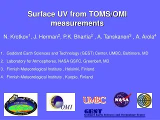 Surface UV from TOMS/OMI measurements