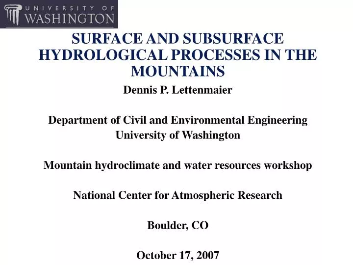 surface and subsurface hydrological processes in the mountains