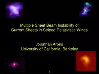 Multiple Sheet Beam Instability of Current Sheets in Striped Relativistic Winds Jonathan Arons