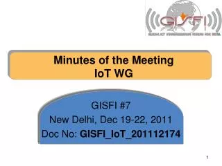 Minutes of the Meeting IoT WG