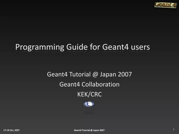 programming guide for geant4 users