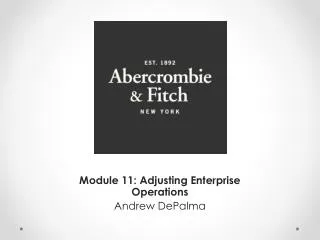 Module 11: Adjusting Enterprise Operations Andrew DePalma