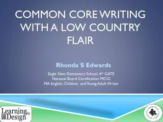 Common Core Writing with a Low country flair