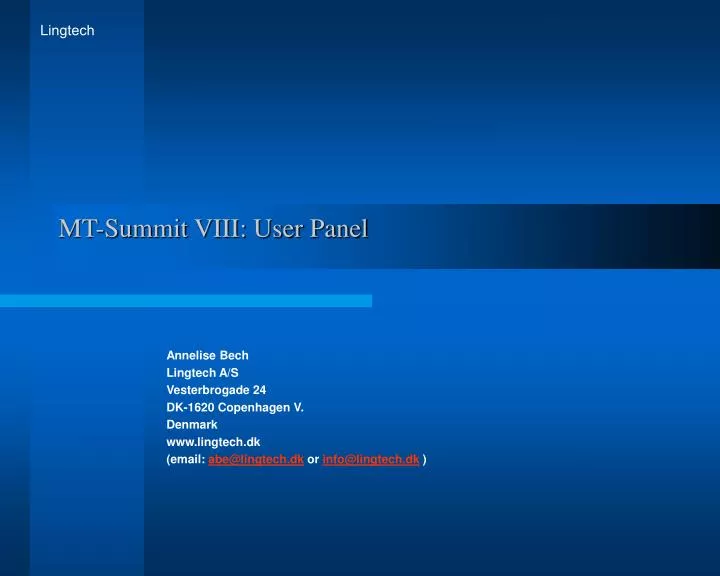 mt summit viii user panel