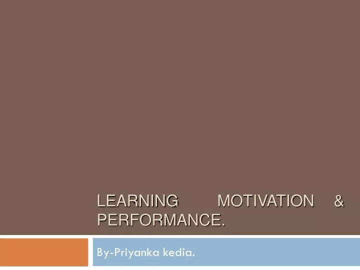 learning motivation performance