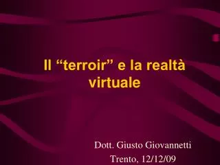 il terroir e la realt virtuale