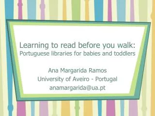 Learning to read before you walk: Portuguese libraries for babies and toddlers