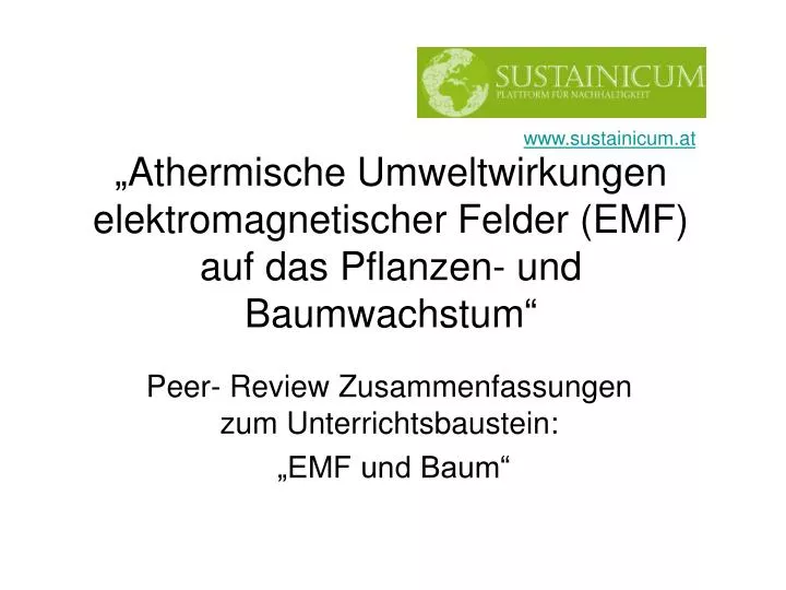 athermische umweltwirkungen elektromagnetischer felder emf auf das pflanzen und baumwachstum