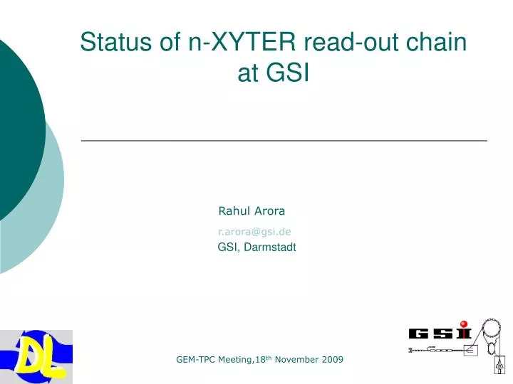 status of n xyter read out chain at gsi