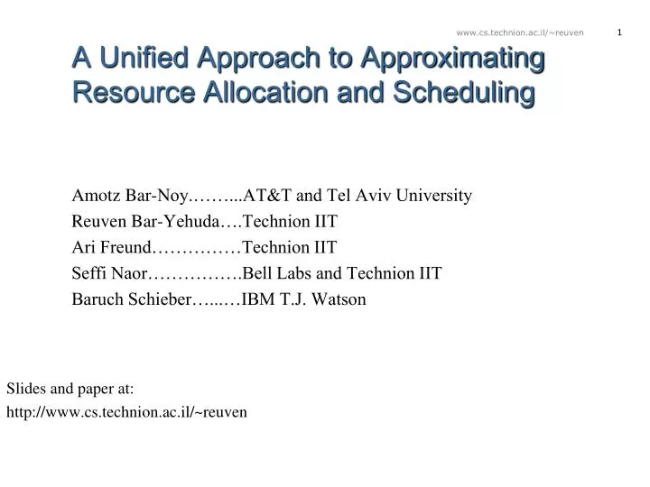 a unified approach to approximating resource allocation and scheduling