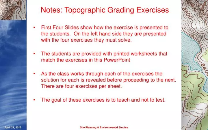 notes topographic grading exercises