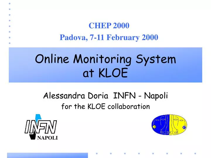 online monitoring system at kloe
