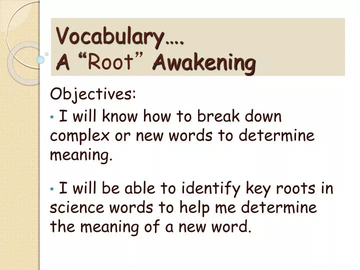 vocabulary a root awakening