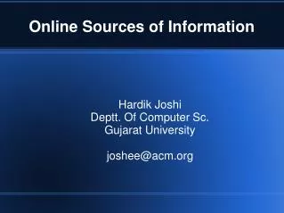 Online Sources of Information