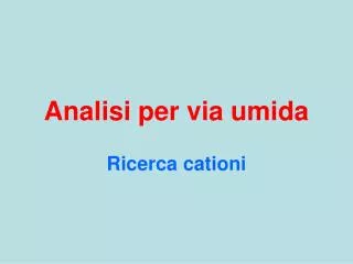 analisi per via umida
