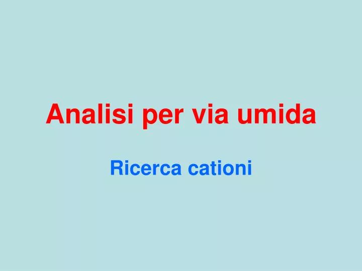 analisi per via umida