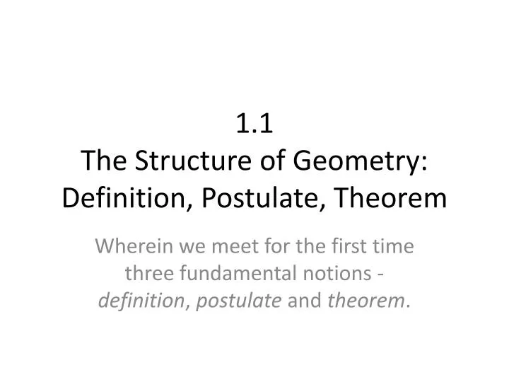 1 1 the structure of geometry definition postulate theorem