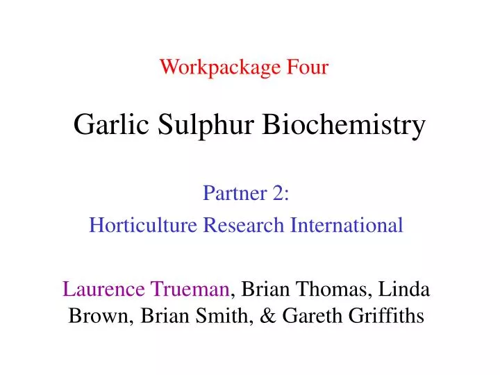 garlic sulphur biochemistry