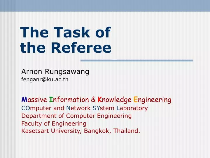 the task of the referee
