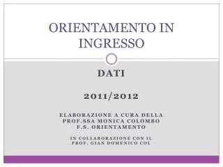 orientamento in ingresso